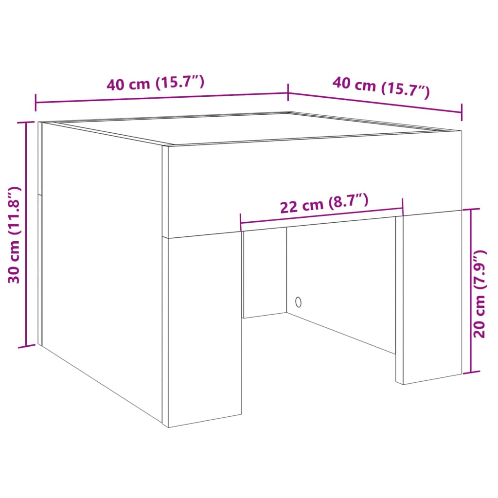 Noptieră cu LED infinity, stejar maro, 40x40x30 cm GartenMobel Dekor