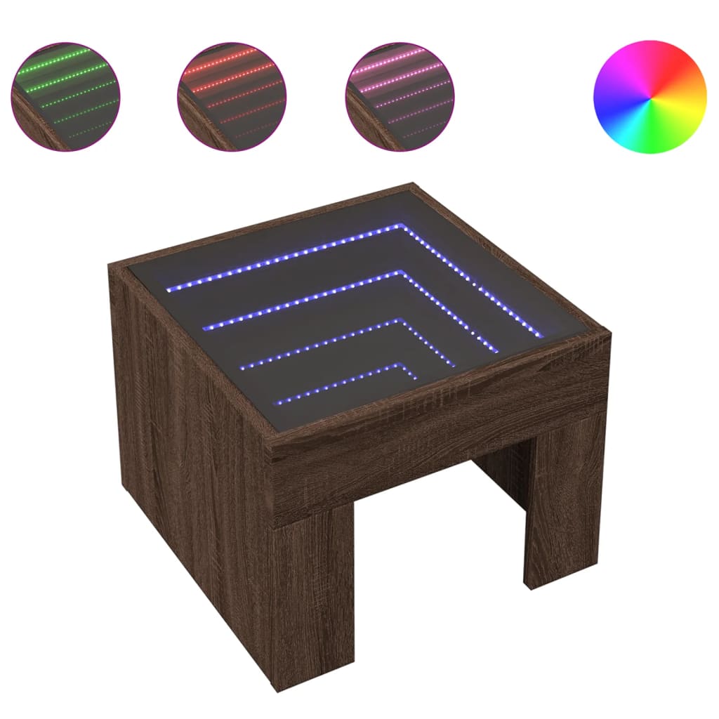 Noptieră cu LED infinity, stejar maro, 40x40x30 cm GartenMobel Dekor