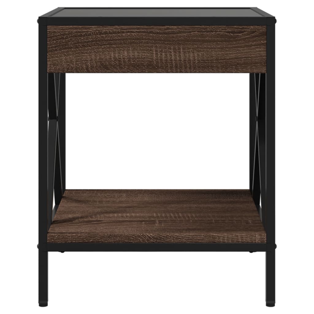Noptieră cu LED infinity, stejar maro, 40x40x49 cm GartenMobel Dekor