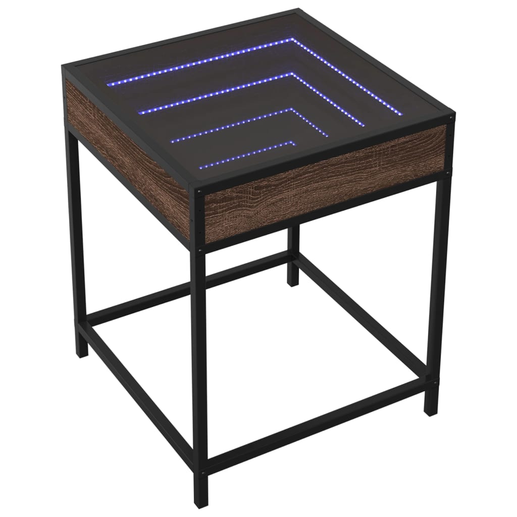 Noptieră cu LED infinity, stejar maro, 40x40x51 cm GartenMobel Dekor