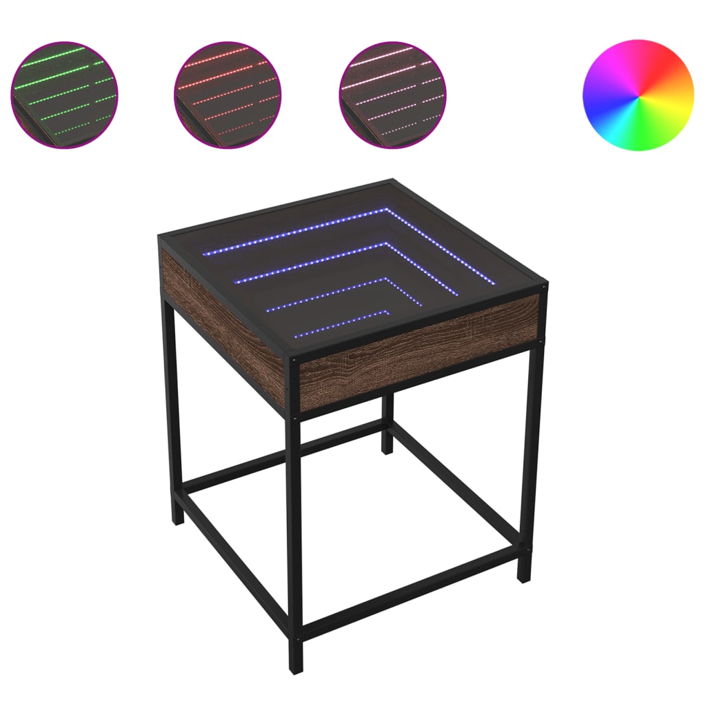 Noptieră cu LED infinity, stejar maro, 40x40x51 cm GartenMobel Dekor