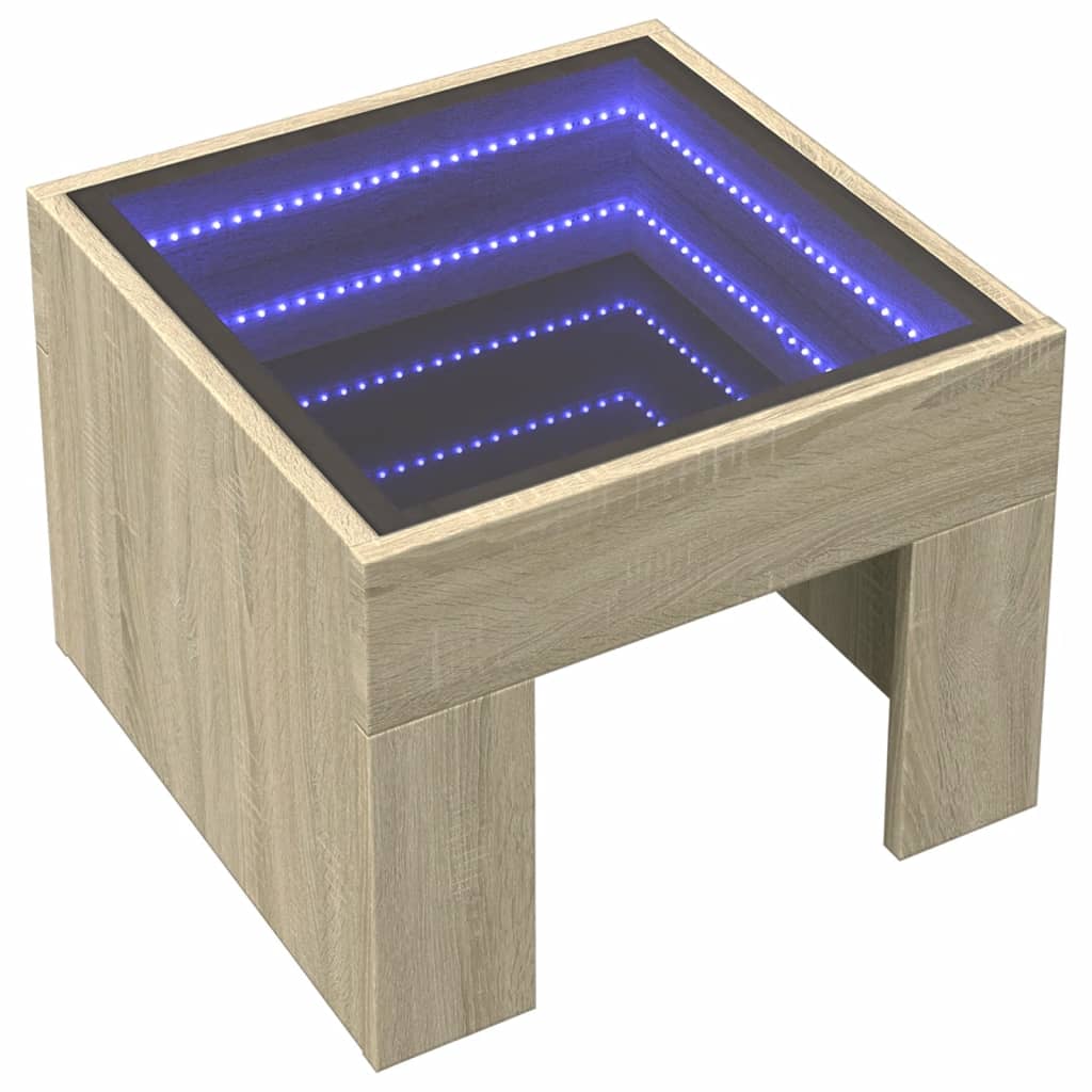 Noptieră cu LED infinity, stejar sonoma, 40x40x30 cm GartenMobel Dekor