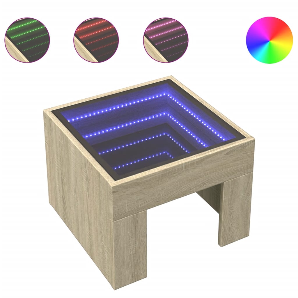 Noptieră cu LED infinity, stejar sonoma, 40x40x30 cm GartenMobel Dekor