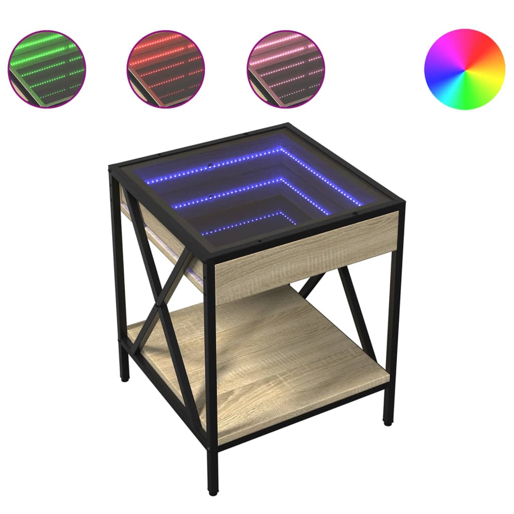 Noptieră cu LED infinity, stejar sonoma, 40x40x49 cm GartenMobel Dekor