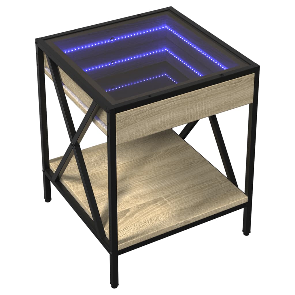 Noptieră cu LED infinity, stejar sonoma, 40x40x49 cm GartenMobel Dekor