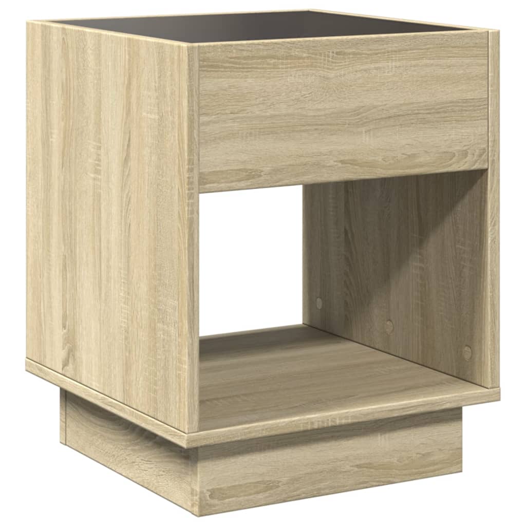 Noptieră cu LED infinity, stejar sonoma, 40x40x50 cm GartenMobel Dekor