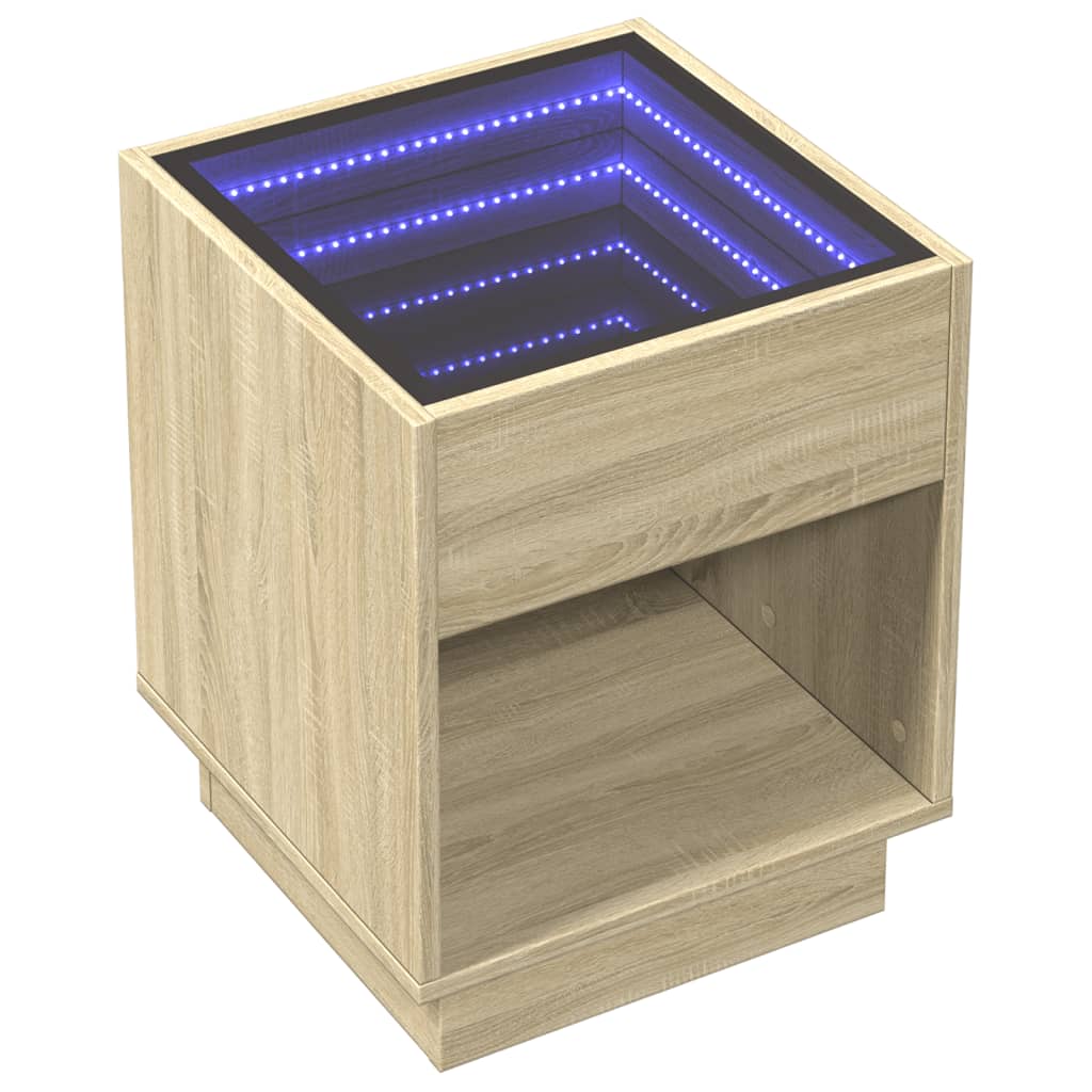 Noptieră cu LED infinity, stejar sonoma, 40x40x50 cm GartenMobel Dekor