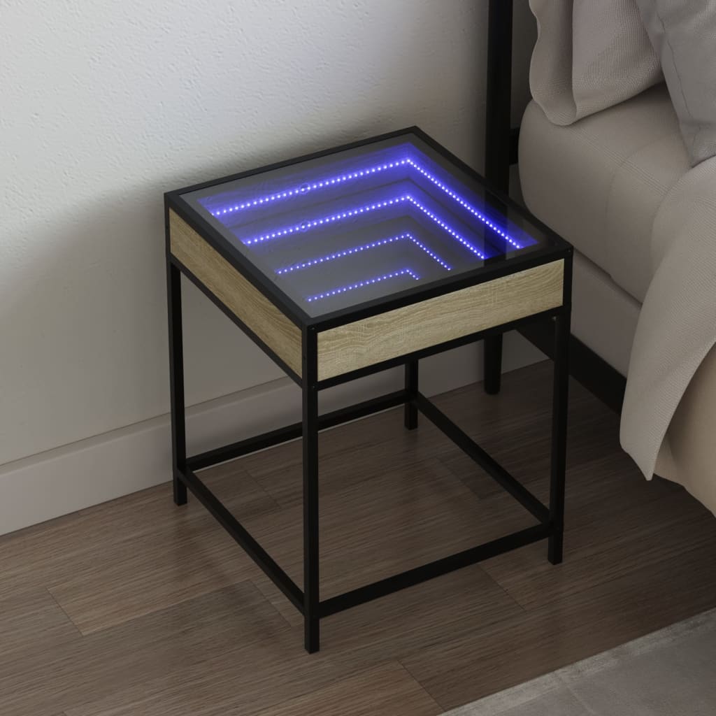 Noptieră cu LED infinity, stejar sonoma, 40x40x51 cm GartenMobel Dekor