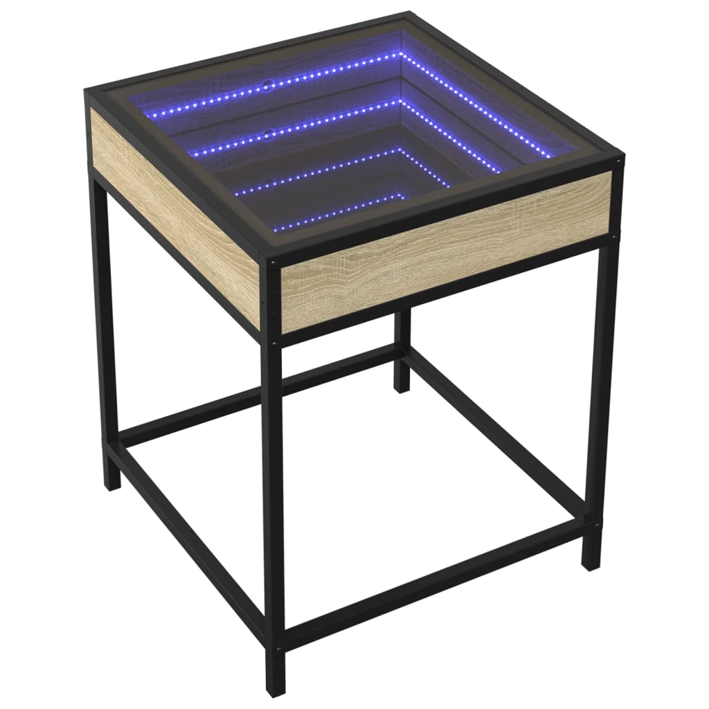 Noptieră cu LED infinity, stejar sonoma, 40x40x51 cm GartenMobel Dekor