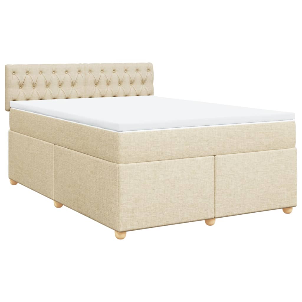 Pat continental cu saltea, crem, 140x200 cm, material textil GartenMobel Dekor