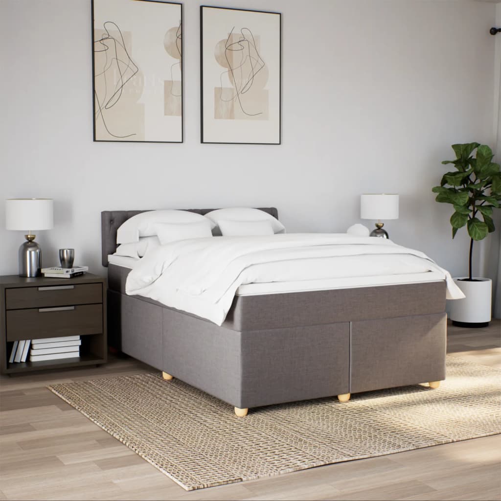 Pat continental cu saltea gri taupe 140x200 cm material textil GartenMobel Dekor