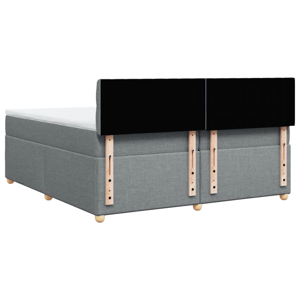 Pat box spring cu saltea, gri deschis, 200x200 cm, textil GartenMobel Dekor