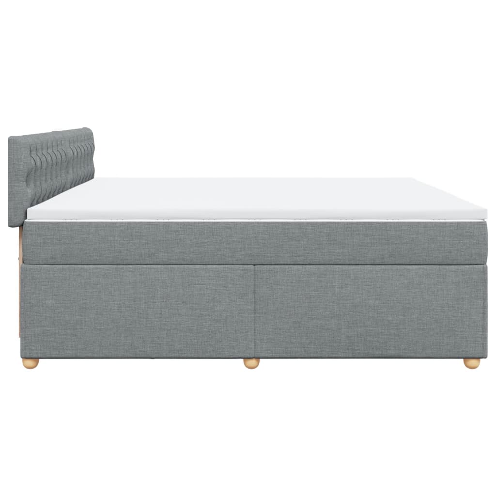 Pat box spring cu saltea, gri deschis, 200x200 cm, textil GartenMobel Dekor