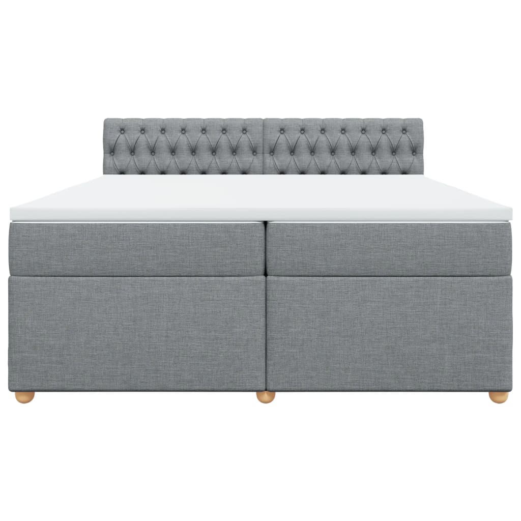Pat box spring cu saltea, gri deschis, 200x200 cm, textil GartenMobel Dekor