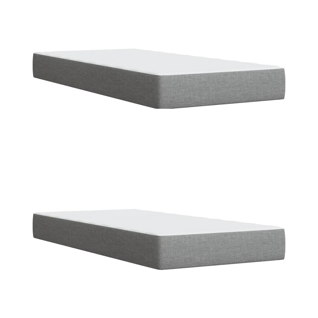 Pat box spring cu saltea, gri deschis, 200x200 cm, textil GartenMobel Dekor