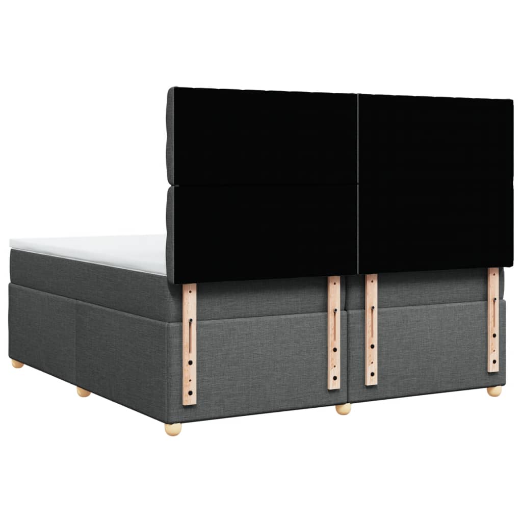 Pat box spring cu saltea, gri închis, 200x200 cm, textil GartenMobel Dekor