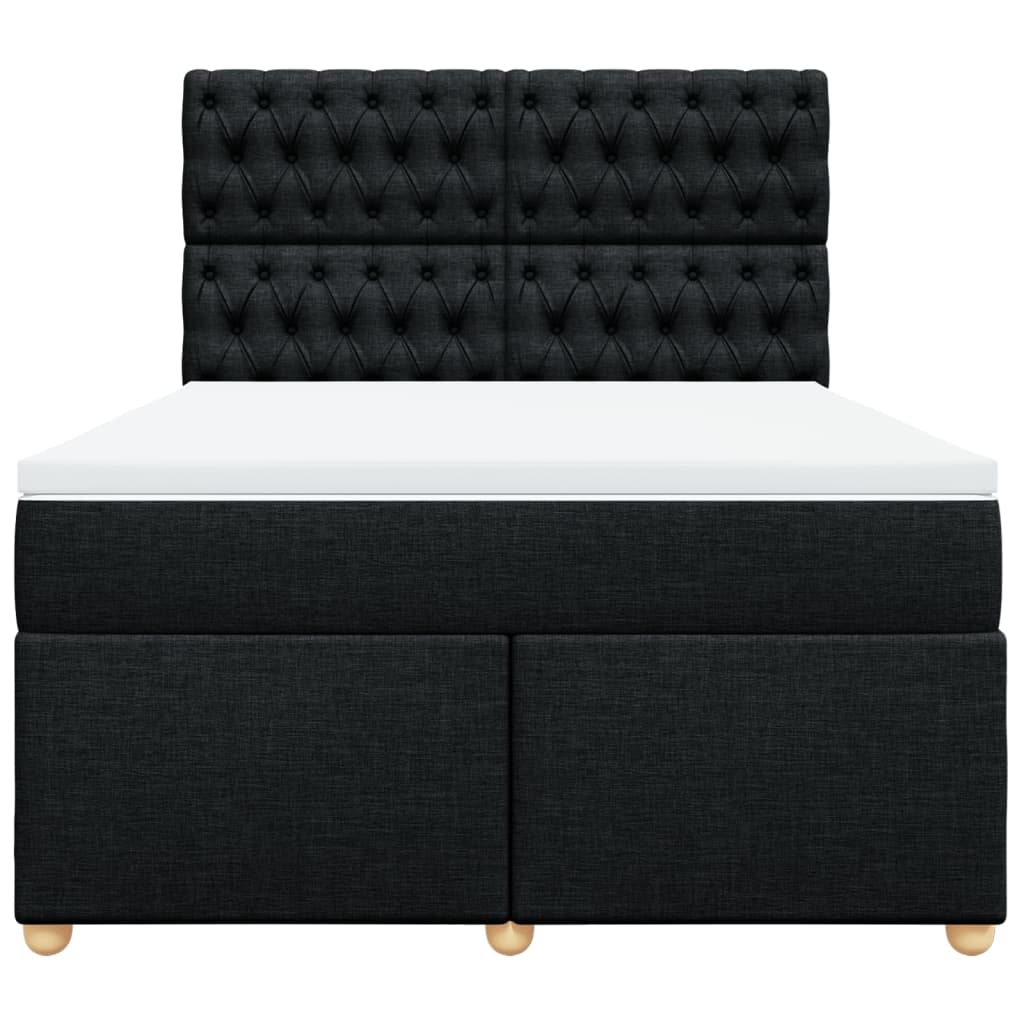 Pat box spring cu saltea, negru, 160x200 cm, textil GartenMobel Dekor