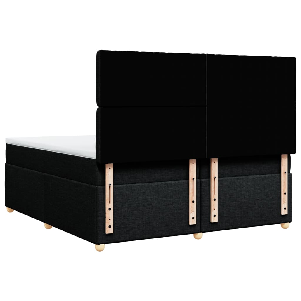 Pat box spring cu saltea, negru, 200x200 cm, textil GartenMobel Dekor