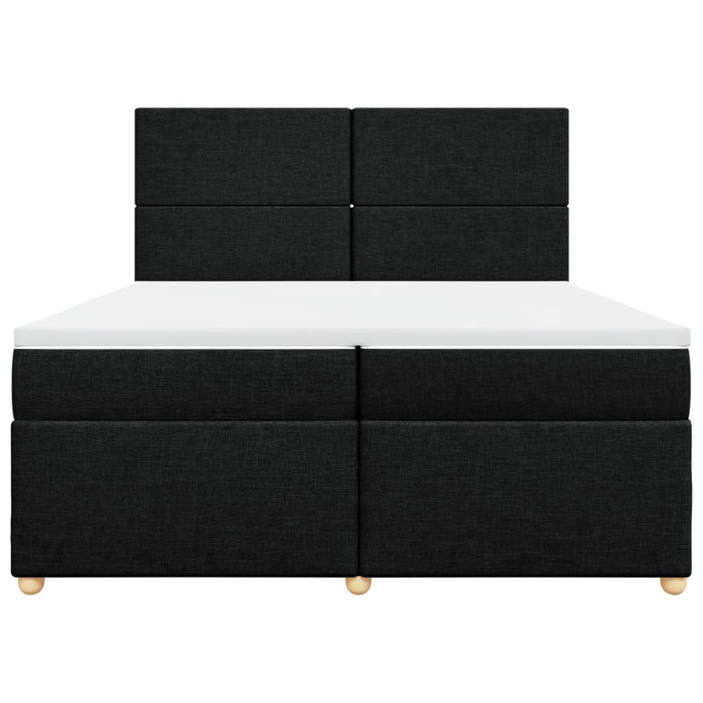 Pat box spring cu saltea, negru, 200x200 cm, textil GartenMobel Dekor