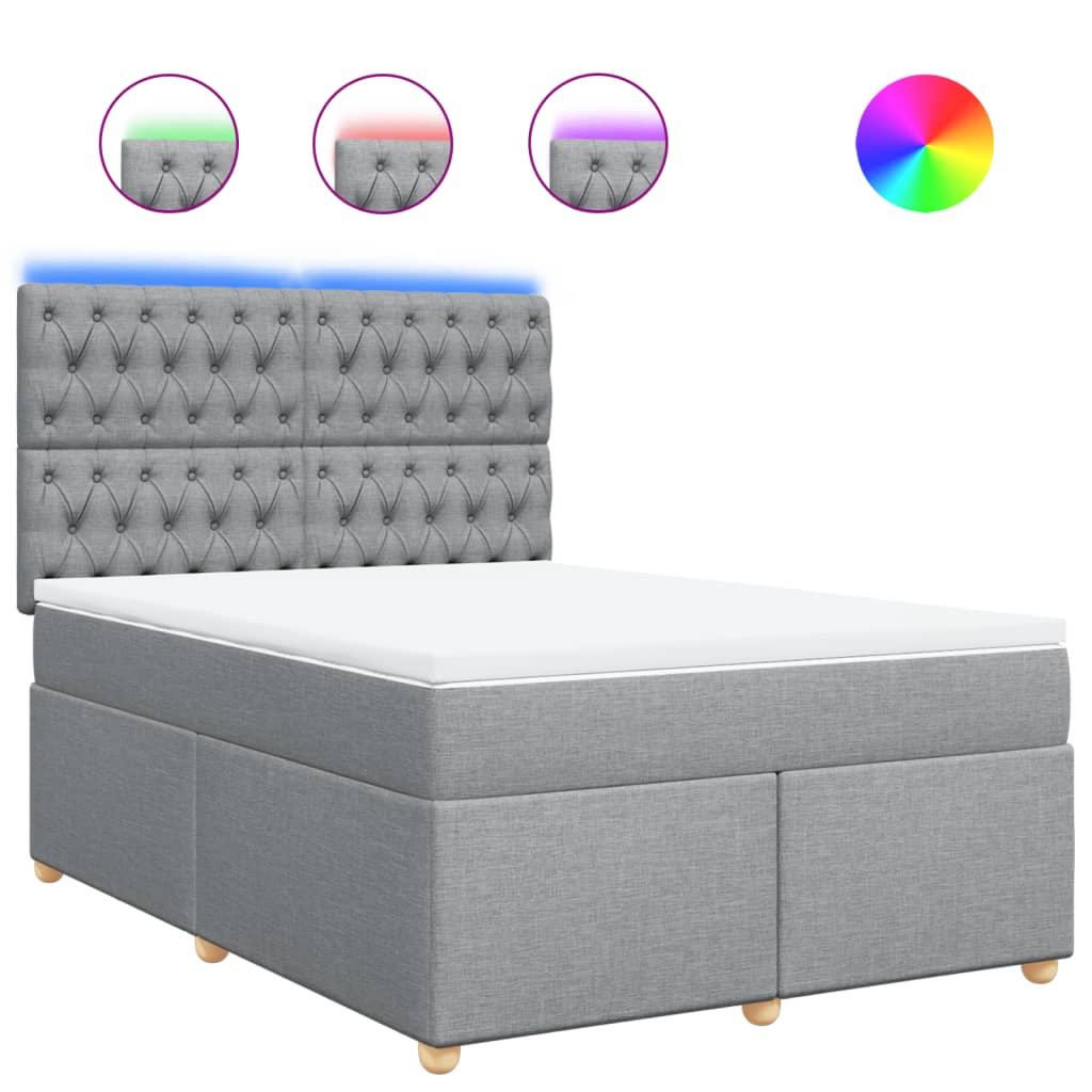 Pat continental cu saltea, gri deschis, 160x200 cm, textil GartenMobel Dekor