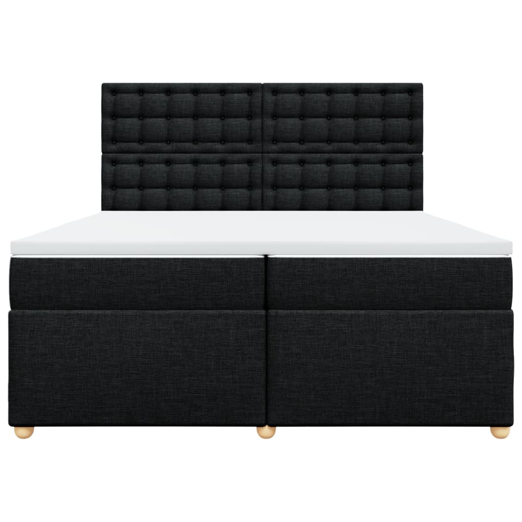 Pat box spring cu saltea, negru, 200x200 cm, textil GartenMobel Dekor