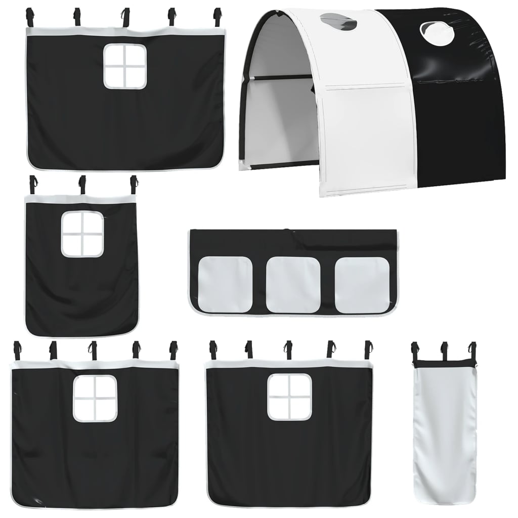 Pat etajat de copii cu tunel alb/negru 80x200 cm lemn masiv pin GartenMobel Dekor