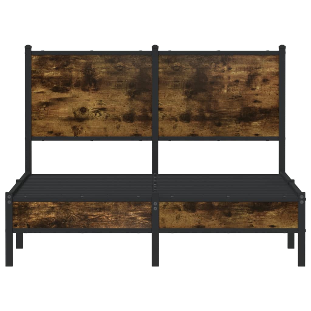 Cadru pat metalic cu tăblie, stejar fumuriu, 120x200 cm GartenMobel Dekor