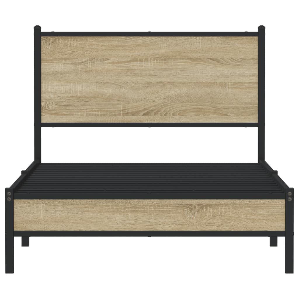 Cadru de pat din metal cu tăblie, stejar sonoma, 107x203 cm GartenMobel Dekor
