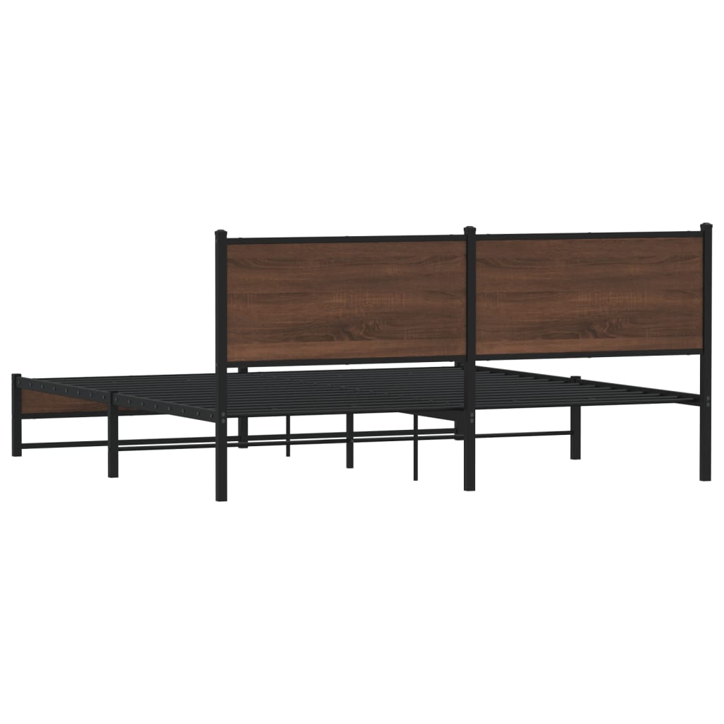 Cadru de pat metalic cu tăblie, stejar maro, 160x200 cm GartenMobel Dekor