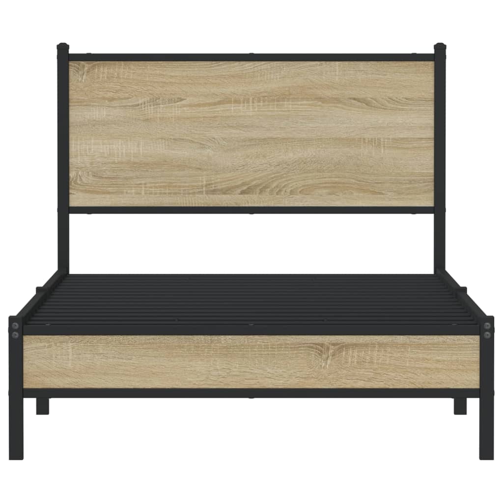 Cadru de pat metalic cu tăblie, stejar sonoma, 100x200 cm GartenMobel Dekor