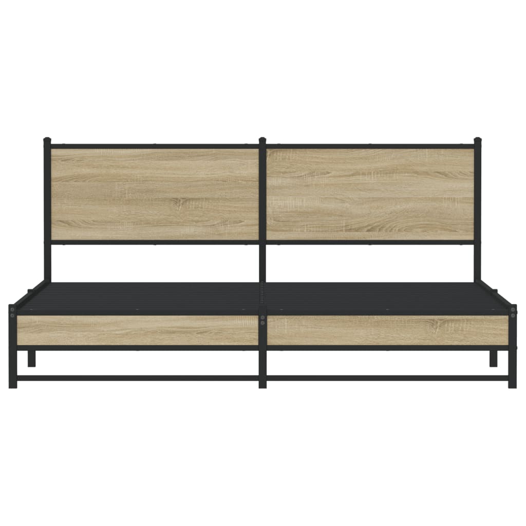 Cadru de pat metalic cu tăblie, stejar sonoma, 160x200 cm GartenMobel Dekor