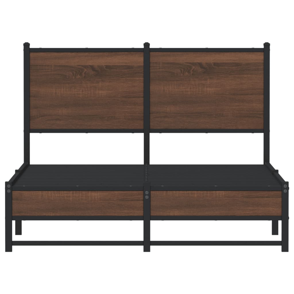 Cadru pat metalic cu tăblie, stejar maro, 120x190 cm GartenMobel Dekor