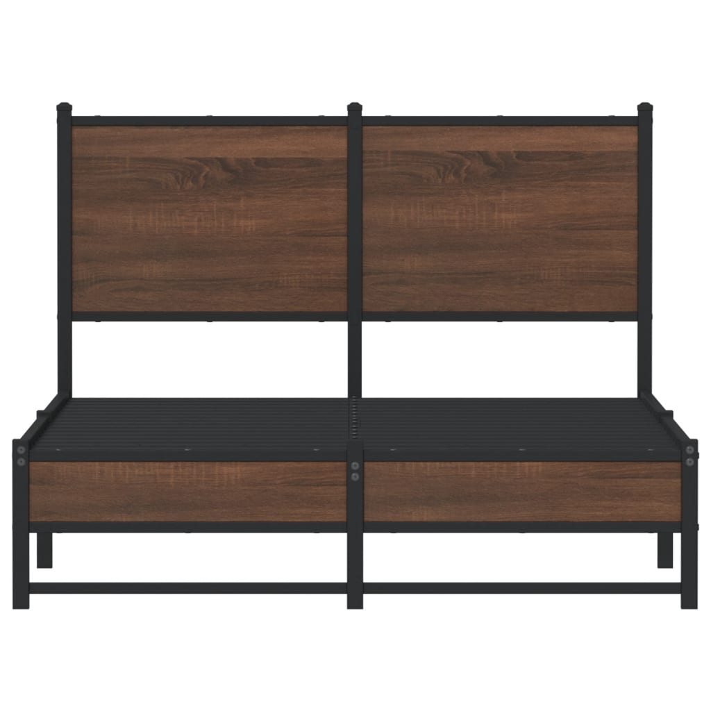 Cadru pat metalic cu tăblie, stejar maro, 120x200 cm GartenMobel Dekor