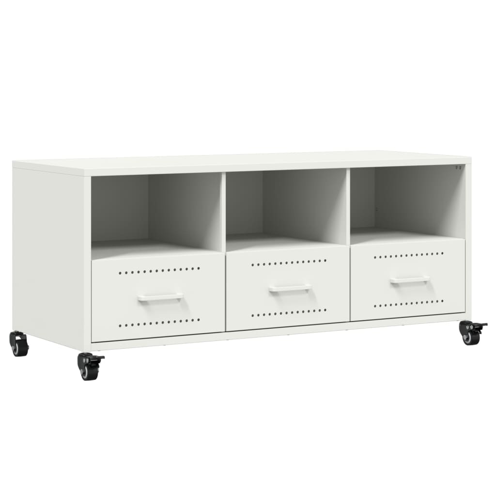 Dulap TV, alb, 100,5x39x43,5 cm, oțel laminat la rece GartenMobel Dekor