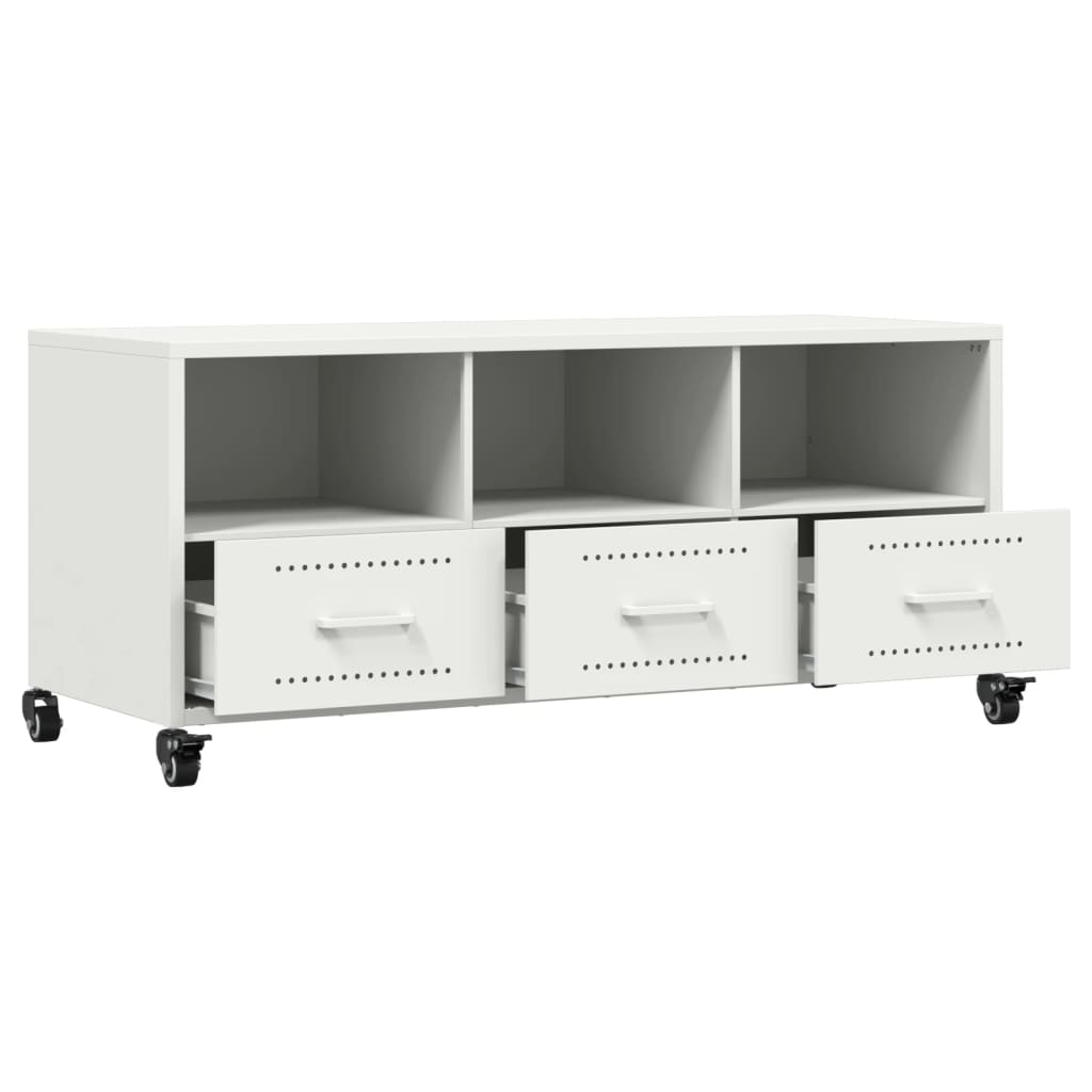 Dulap TV, alb, 100,5x39x43,5 cm, oțel laminat la rece GartenMobel Dekor