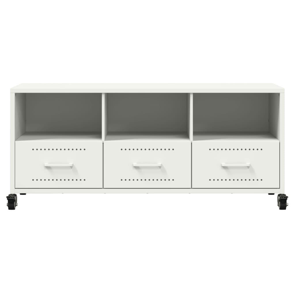 Dulap TV, alb, 100,5x39x43,5 cm, oțel laminat la rece GartenMobel Dekor