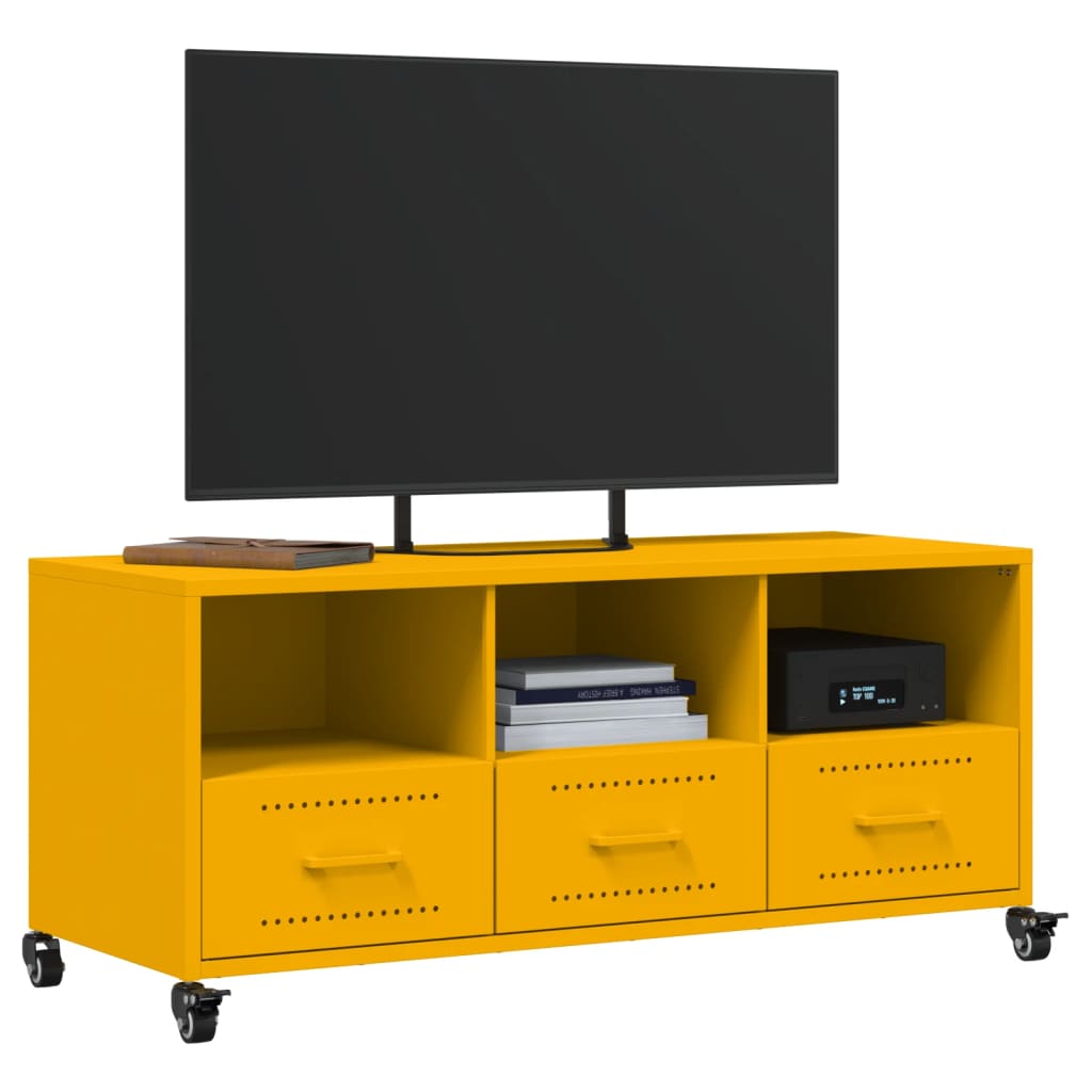 Dulap TV, galben muștar, 100,5x39x43,5 cm, oțel laminat la rece GartenMobel Dekor