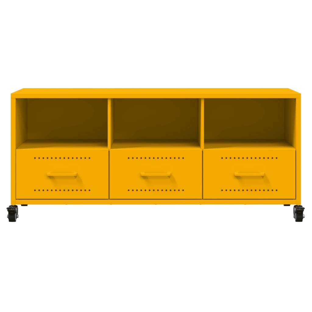 Dulap TV, galben muștar, 100,5x39x43,5 cm, oțel laminat la rece GartenMobel Dekor