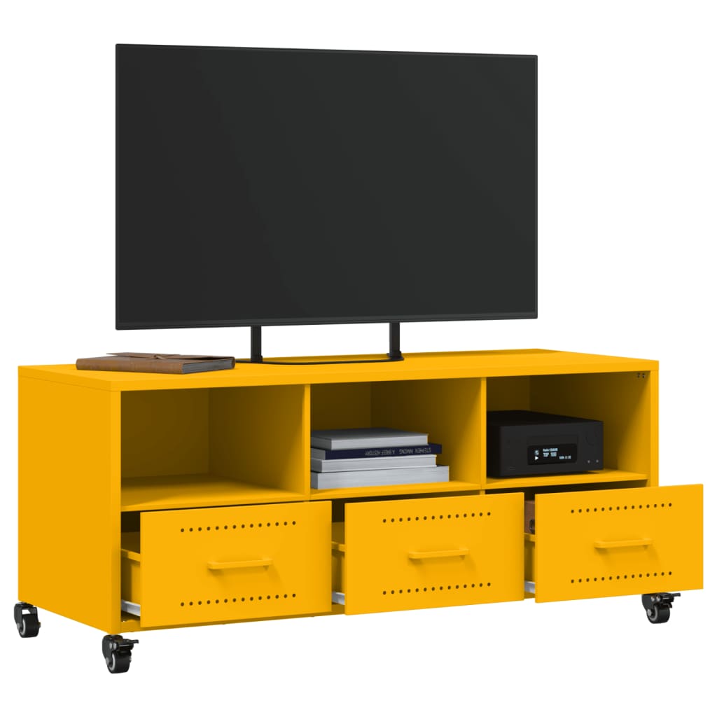 Dulap TV, galben muștar, 100,5x39x43,5 cm, oțel laminat la rece GartenMobel Dekor