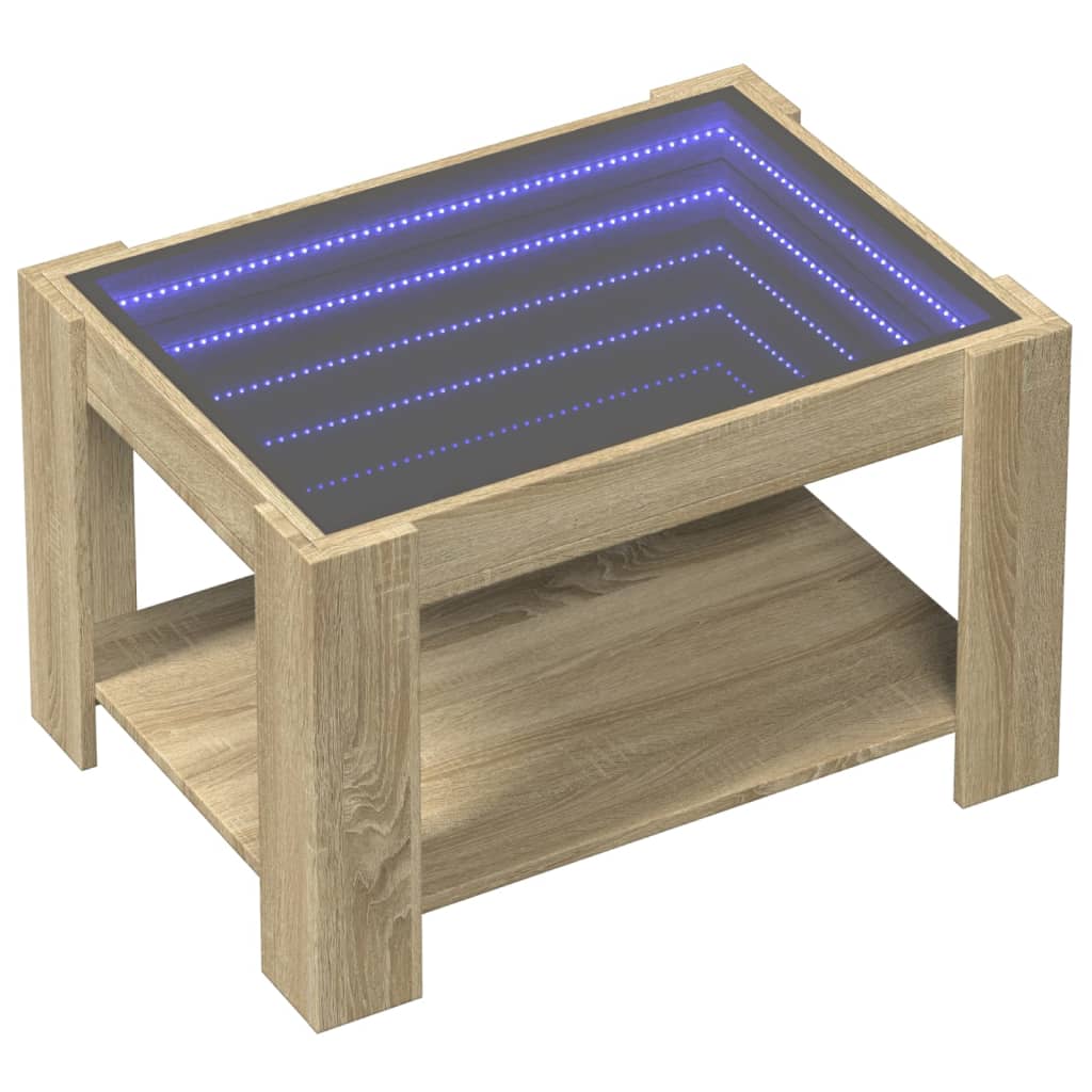 Măsuță de cafea cu LED stejar sonoma 73x53x45 cm lemn prelucrat GartenMobel Dekor