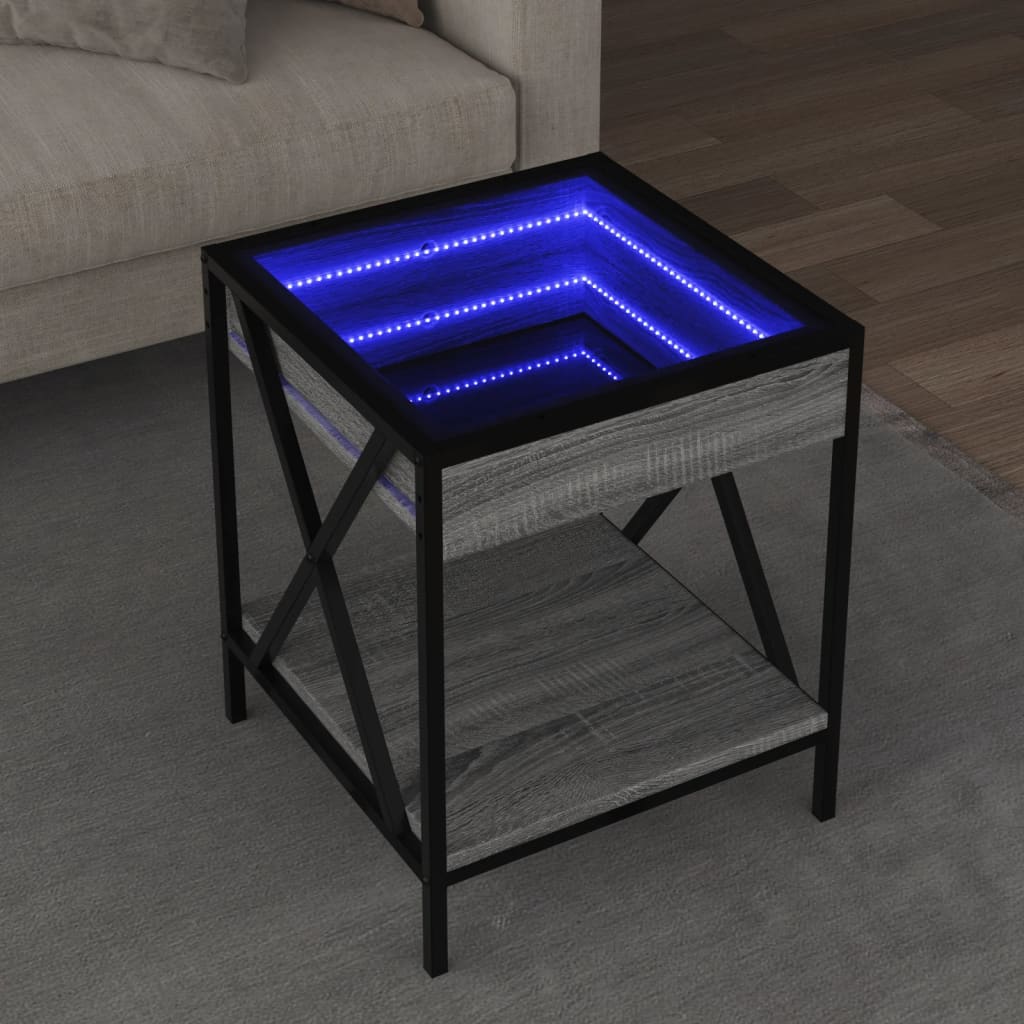 Măsuță de cafea cu LED infinity, gri sonoma, 40x40x49 cm GartenMobel Dekor