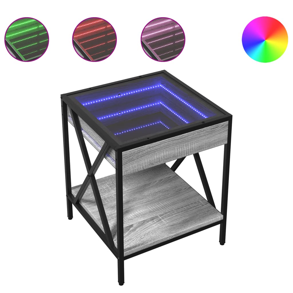 Măsuță de cafea cu LED infinity, gri sonoma, 40x40x49 cm GartenMobel Dekor
