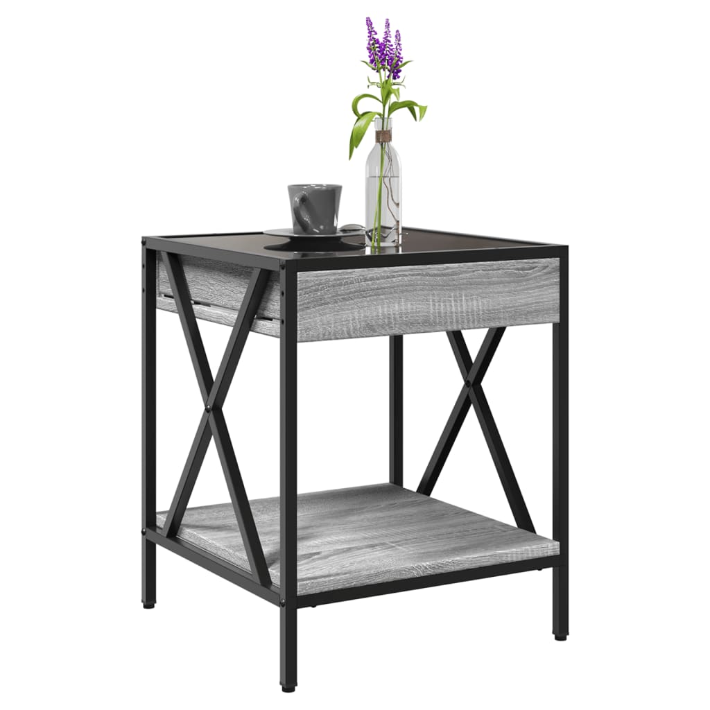 Măsuță de cafea cu LED infinity, gri sonoma, 40x40x49 cm GartenMobel Dekor