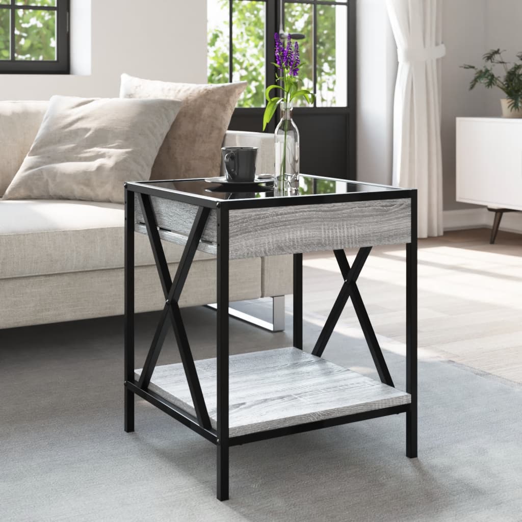 Măsuță de cafea cu LED infinity, gri sonoma, 40x40x49 cm GartenMobel Dekor