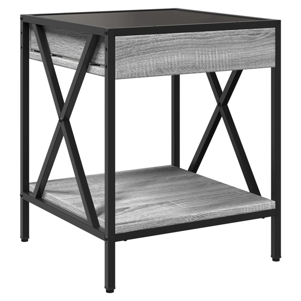 Măsuță de cafea cu LED infinity, gri sonoma, 40x40x49 cm GartenMobel Dekor