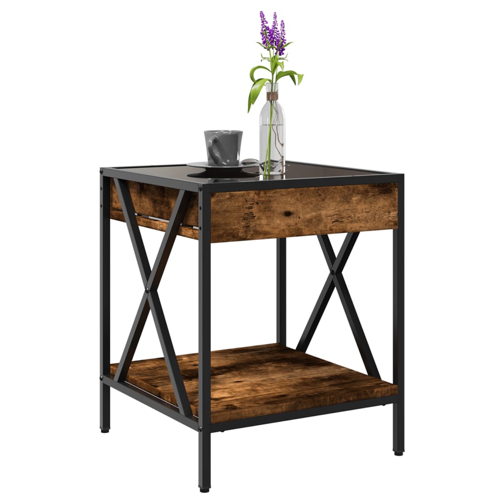 Măsuță de cafea cu LED infinity, stejar fumuriu, 40x40x49 cm GartenMobel Dekor