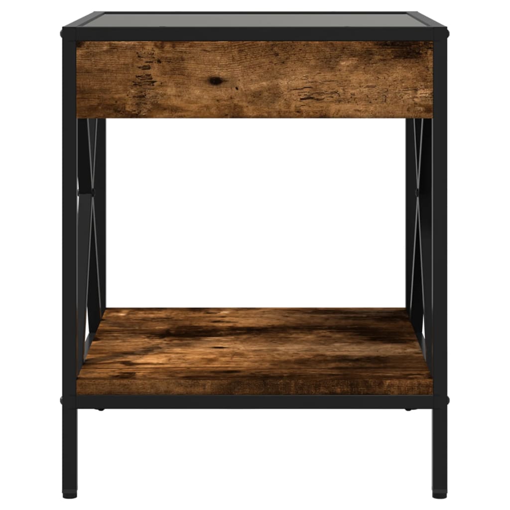Măsuță de cafea cu LED infinity, stejar fumuriu, 40x40x49 cm GartenMobel Dekor