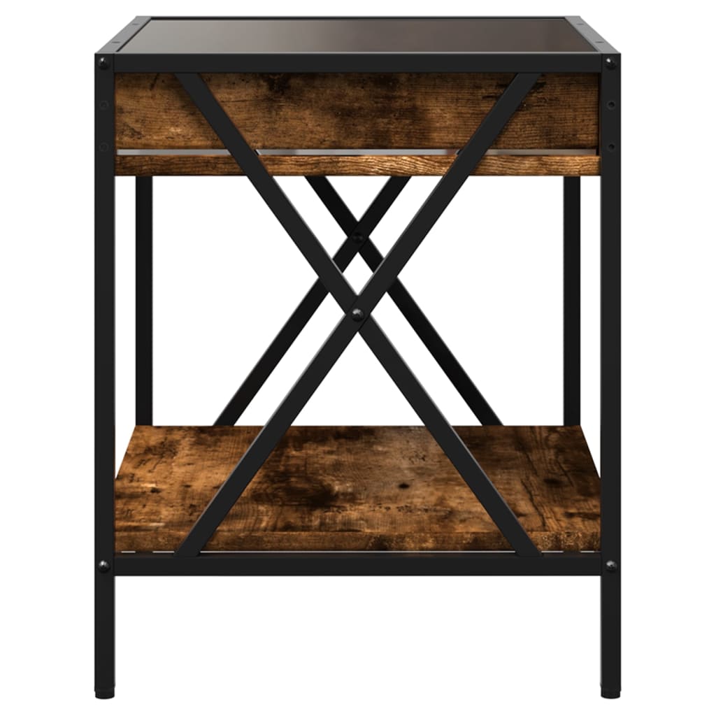 Măsuță de cafea cu LED infinity, stejar fumuriu, 40x40x49 cm GartenMobel Dekor