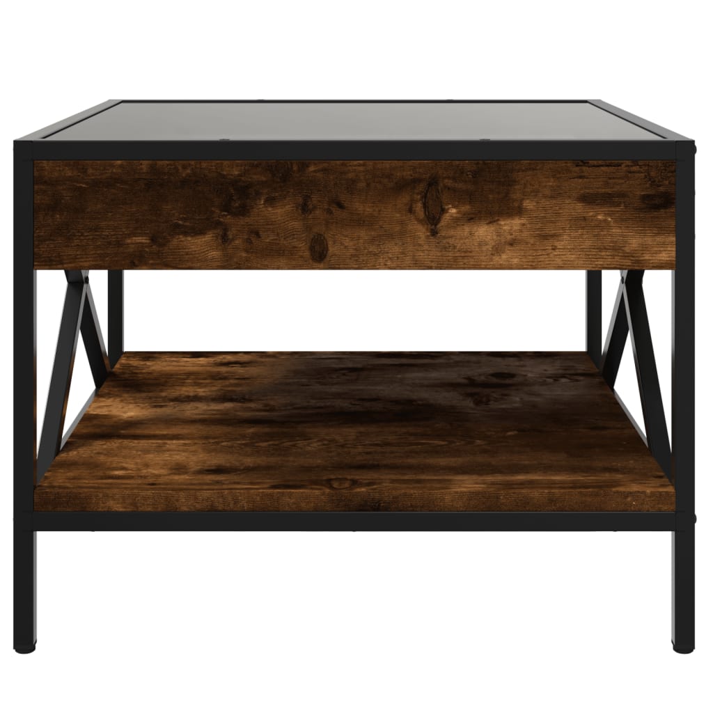 Măsuță de cafea cu LED infinity, stejar fumuriu, 50x50x38 cm GartenMobel Dekor