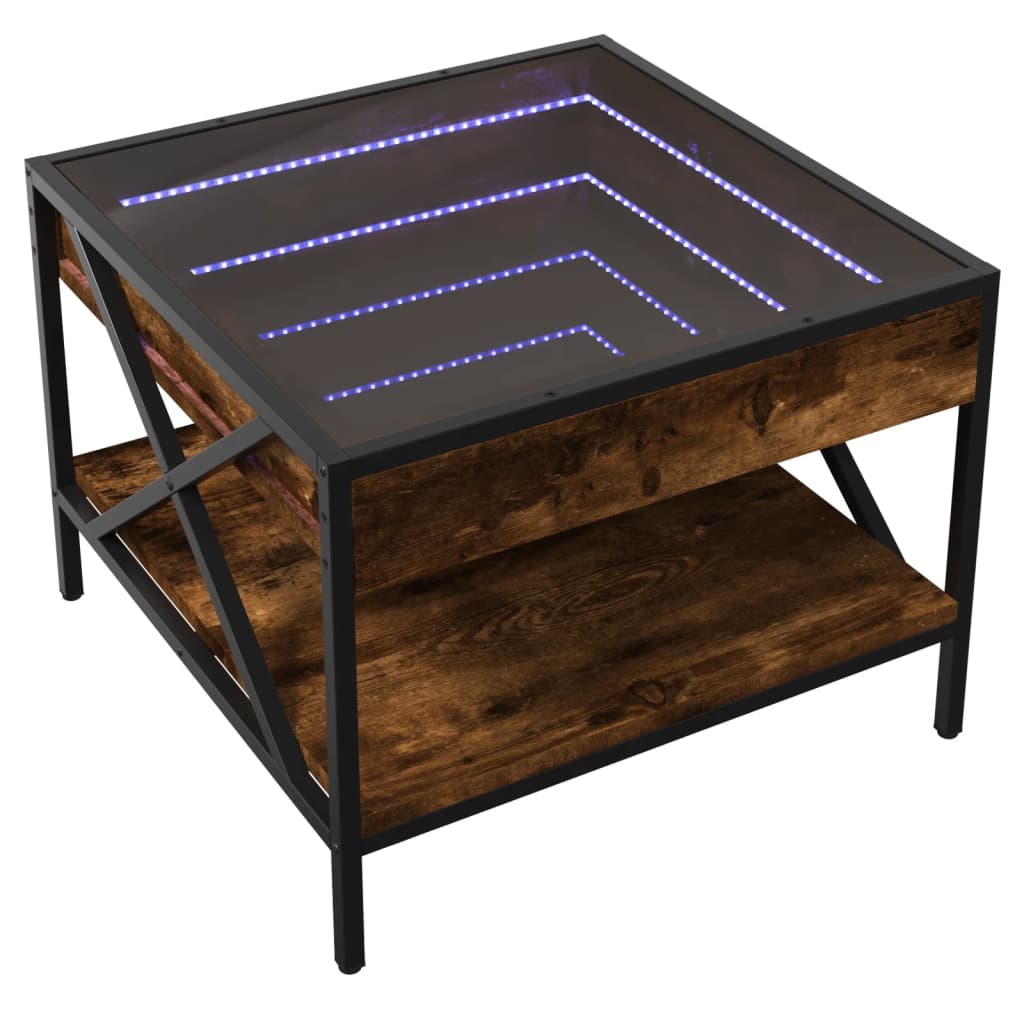 Măsuță de cafea cu LED infinity, stejar fumuriu, 50x50x38 cm GartenMobel Dekor